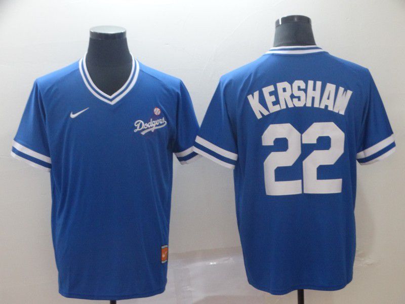 Men Los Angeles Dodgers #22 Kershaw Blue Game Throwback Nike 2022 MLB Jersey